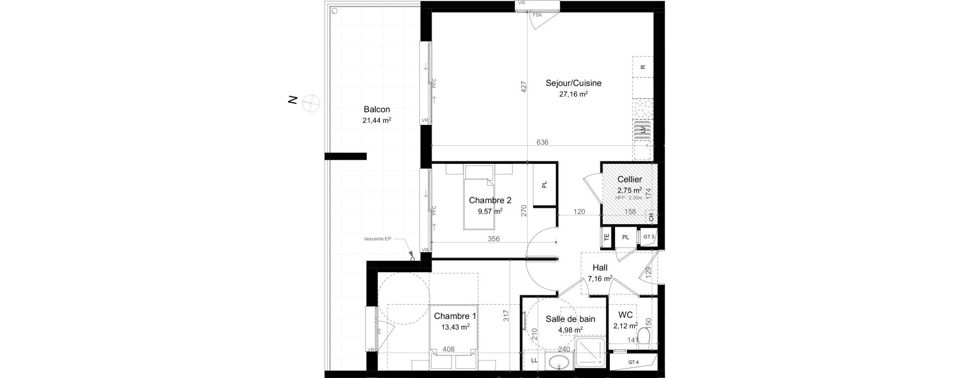 Appartement T3 de 67,17 m2 &agrave; &Eacute;vian-Les-Bains Centre