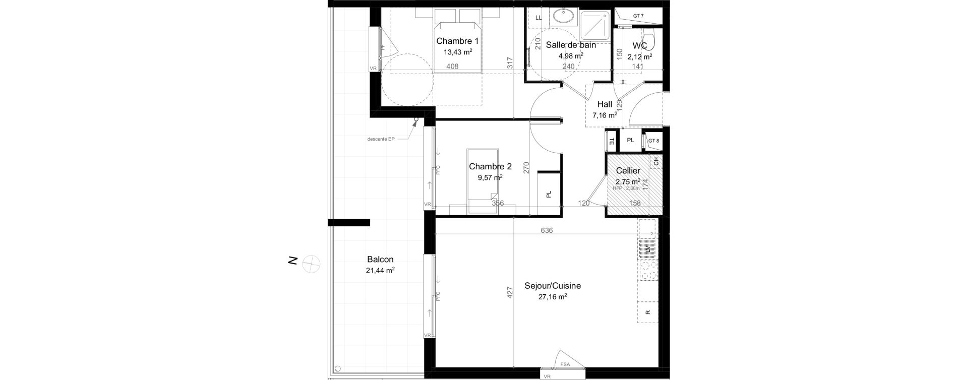 Appartement T3 de 67,17 m2 &agrave; &Eacute;vian-Les-Bains Centre