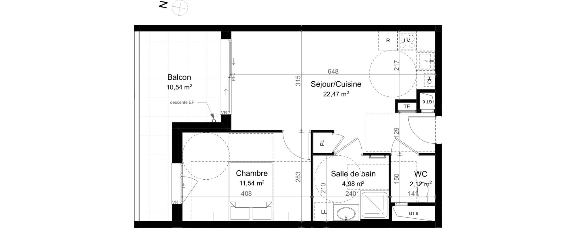 Appartement T2 de 41,11 m2 &agrave; &Eacute;vian-Les-Bains Centre