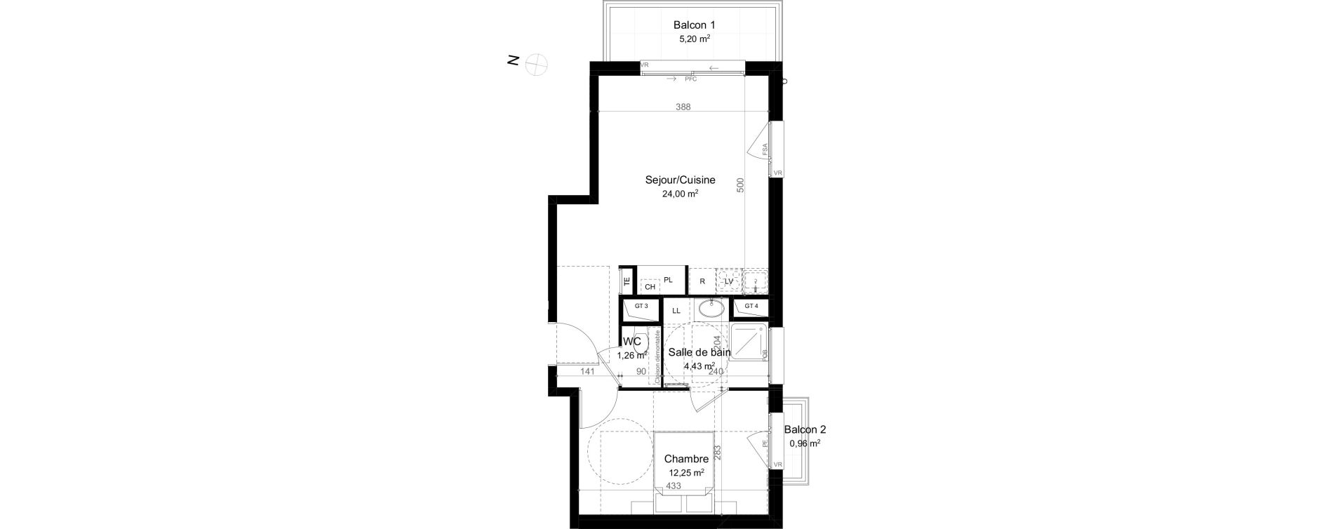 Appartement T2 de 41,94 m2 &agrave; &Eacute;vian-Les-Bains Centre