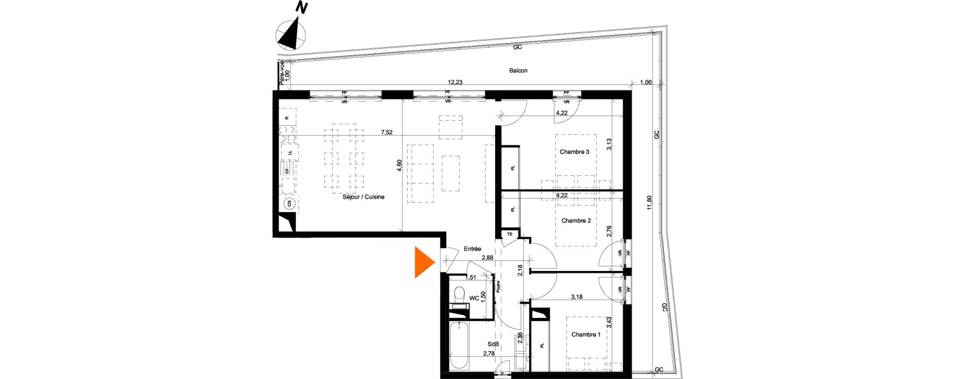 Appartement T4 de 79,51 m2 &agrave; &Eacute;vian-Les-Bains Centre