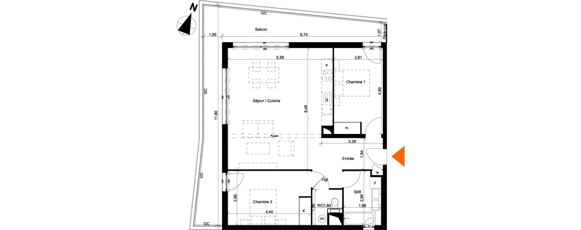 Appartement T3 de 74,84 m2 &agrave; &Eacute;vian-Les-Bains Centre