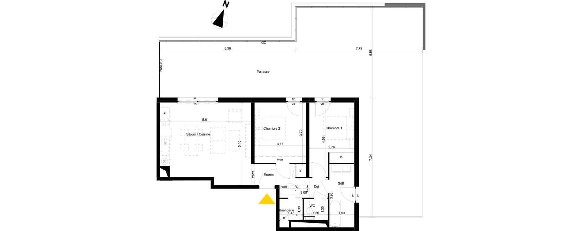 Appartement T3 de 66,38 m2 &agrave; &Eacute;vian-Les-Bains Centre