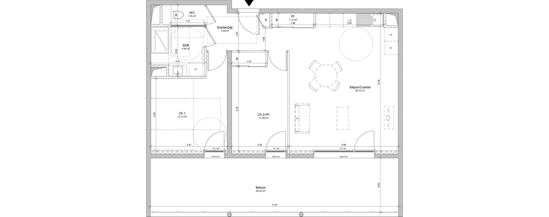 Appartement T3 de 64,98 m2 &agrave; Frangy Centre