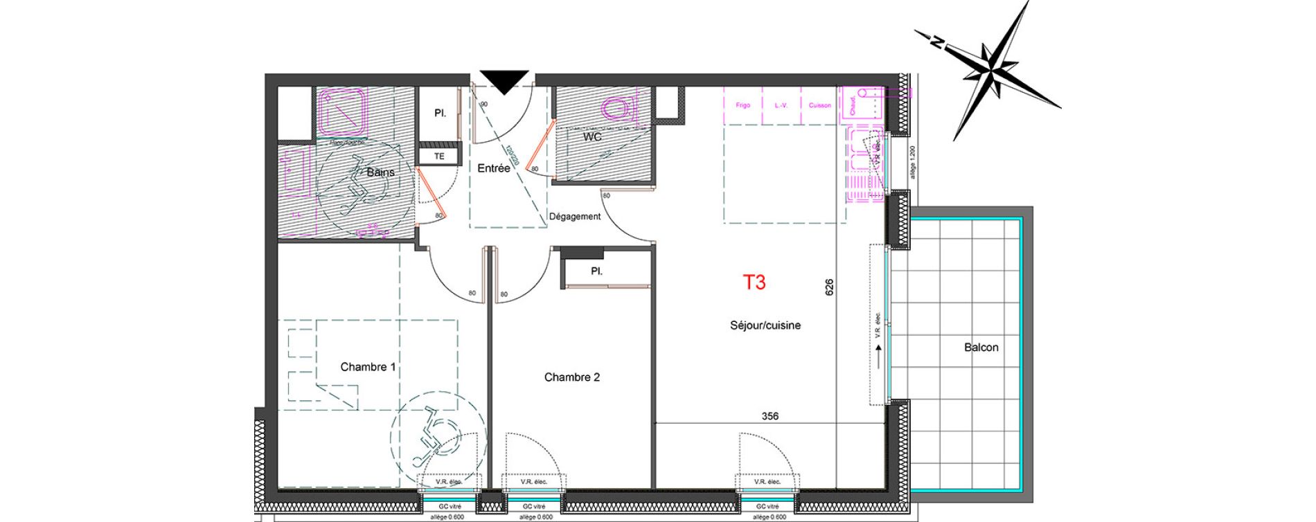 Appartement T3 de 56,26 m2 &agrave; Gaillard Centre