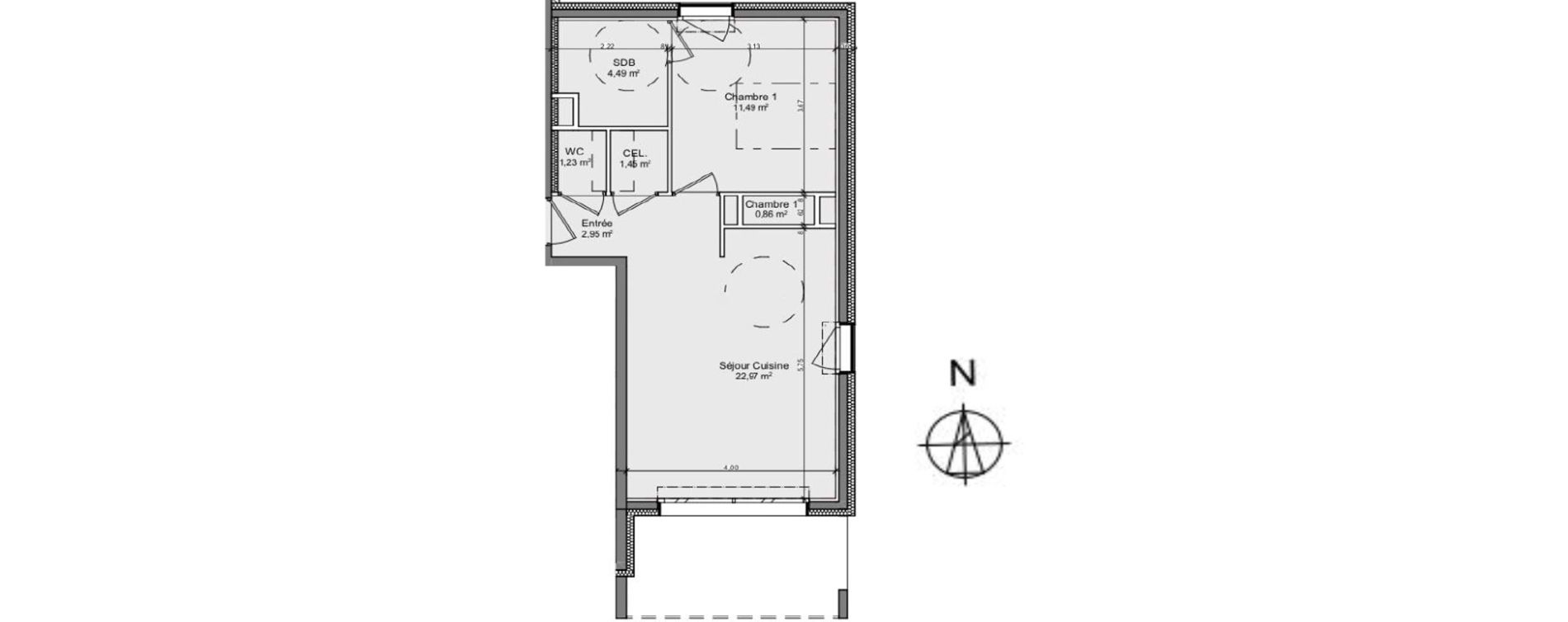 Appartement T2 de 45,44 m2 &agrave; Gaillard Centre