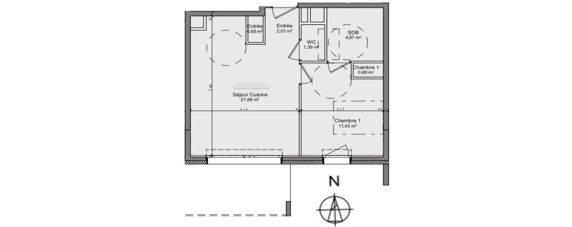 Appartement T2 de 42,70 m2 &agrave; Gaillard Centre