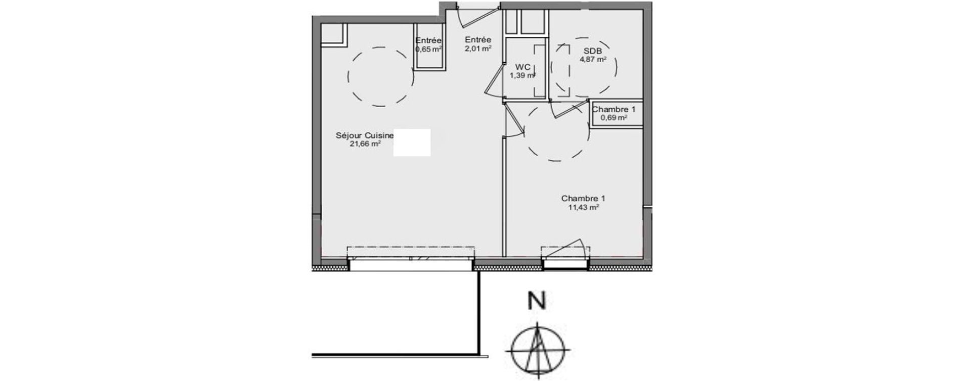 Appartement T2 de 42,70 m2 &agrave; Gaillard Centre