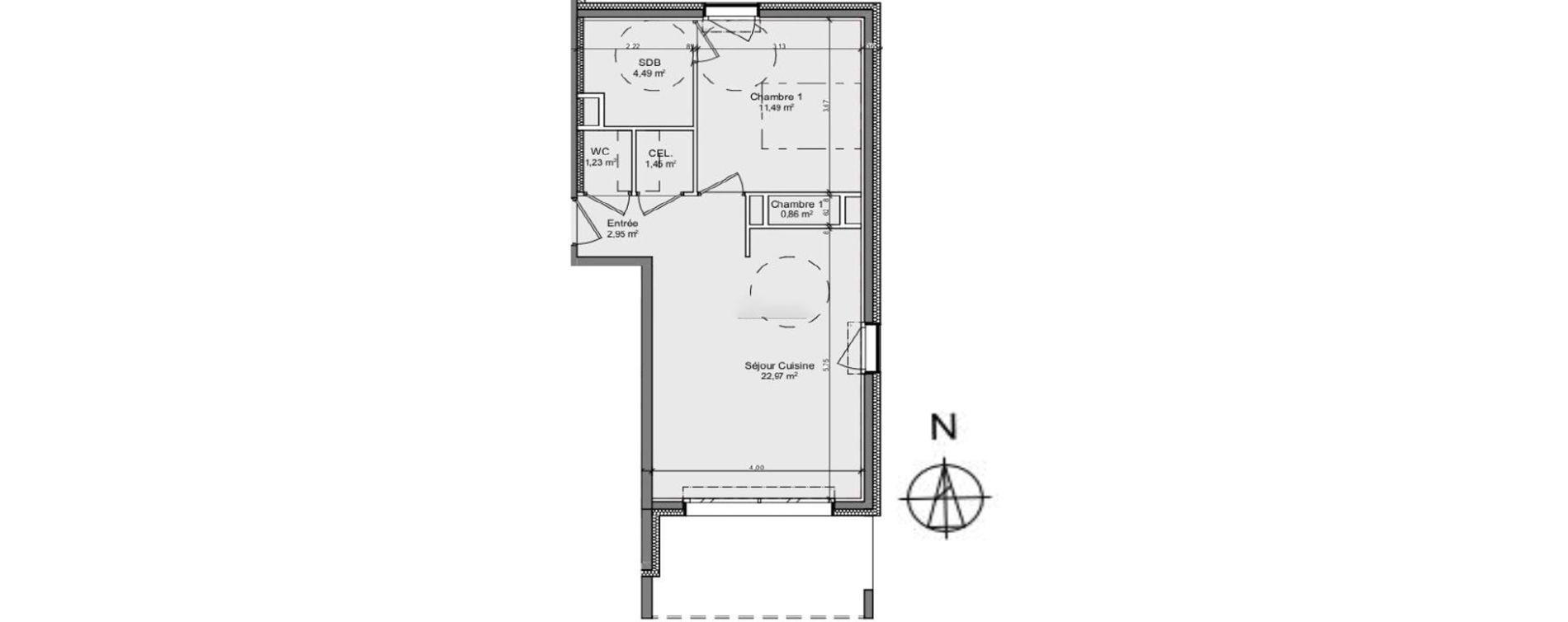 Appartement T2 de 45,44 m2 &agrave; Gaillard Centre