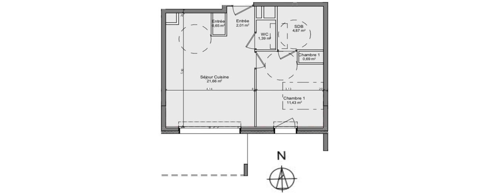 Appartement T2 de 42,70 m2 &agrave; Gaillard Centre