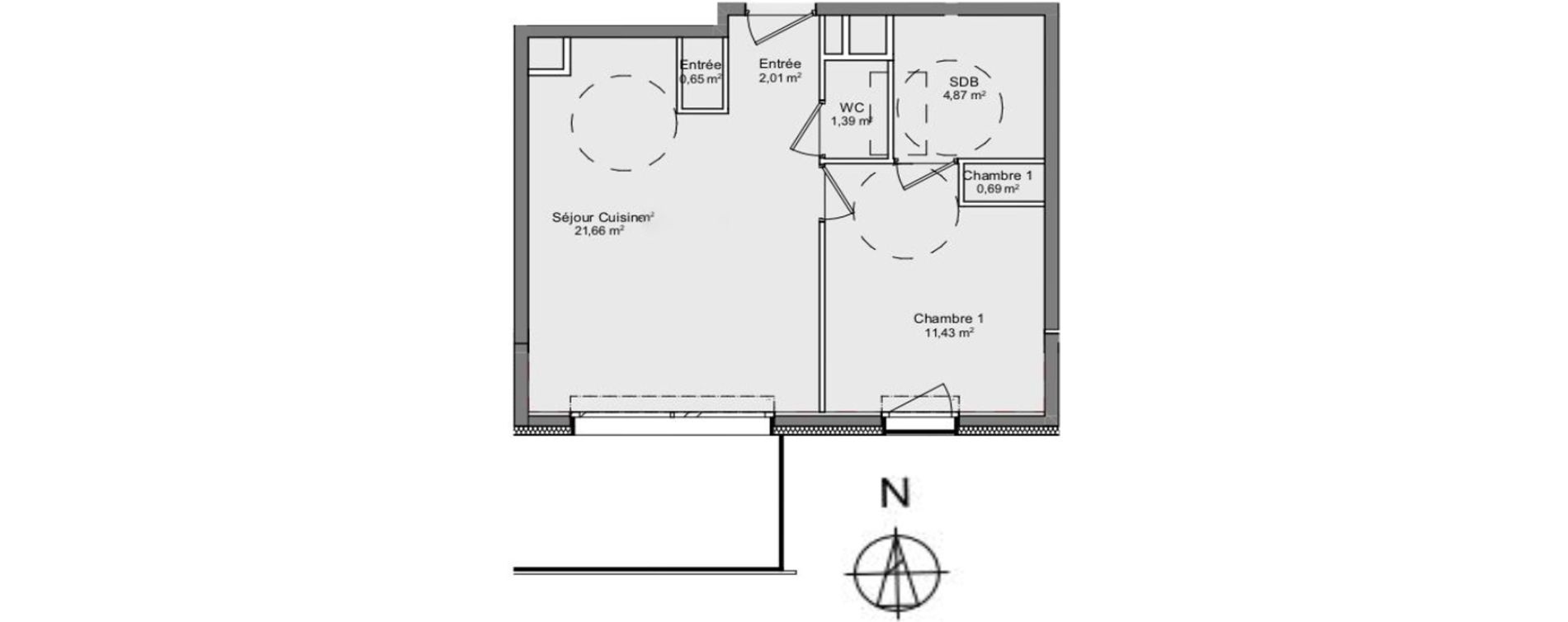 Appartement T2 de 42,70 m2 &agrave; Gaillard Centre