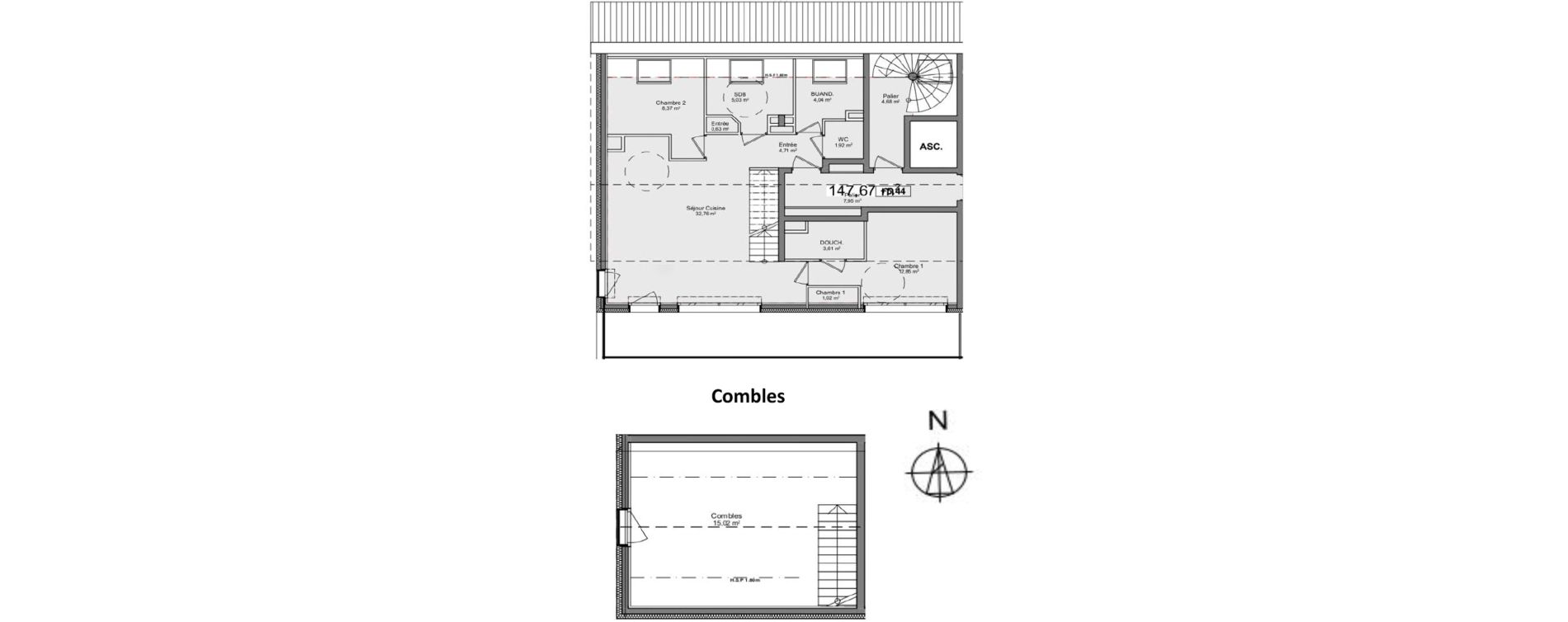 Duplex T4 de 89,96 m2 &agrave; Gaillard Centre