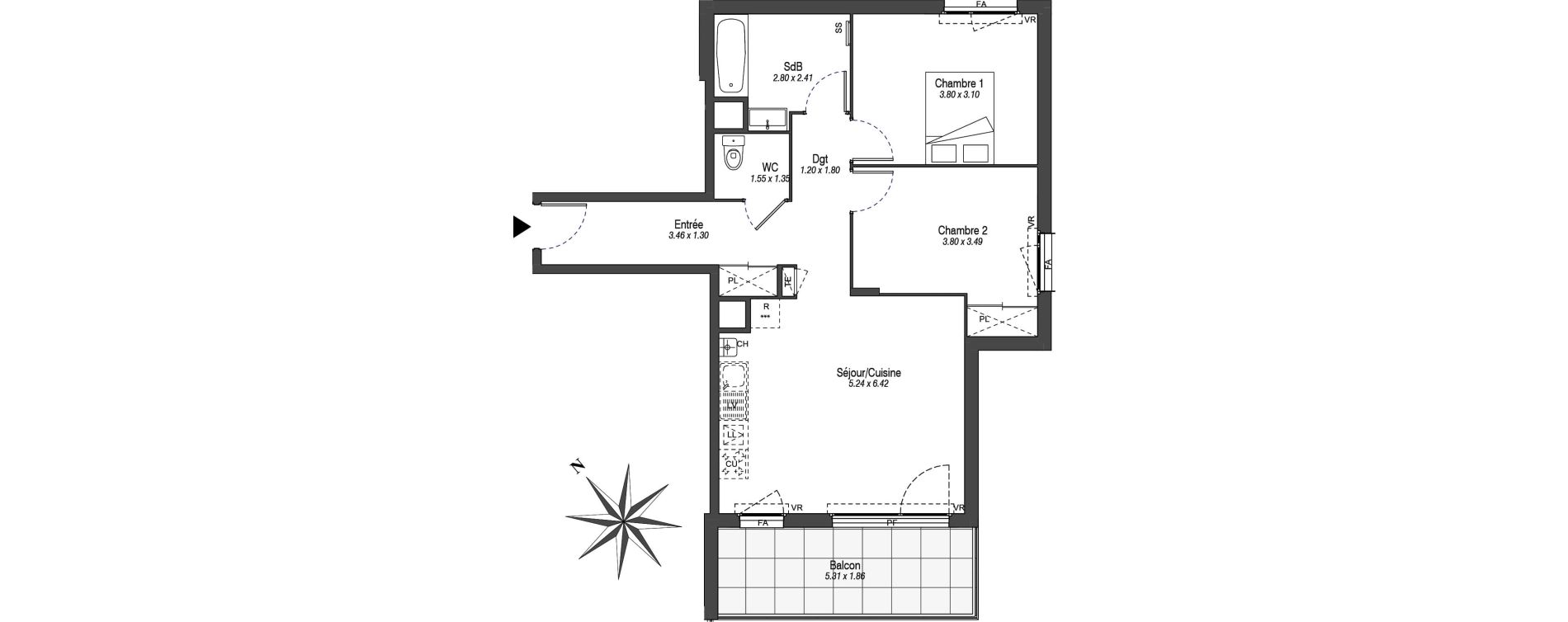 Appartement T3 de 64,79 m2 &agrave; La Balme-De-Sillingy Centre