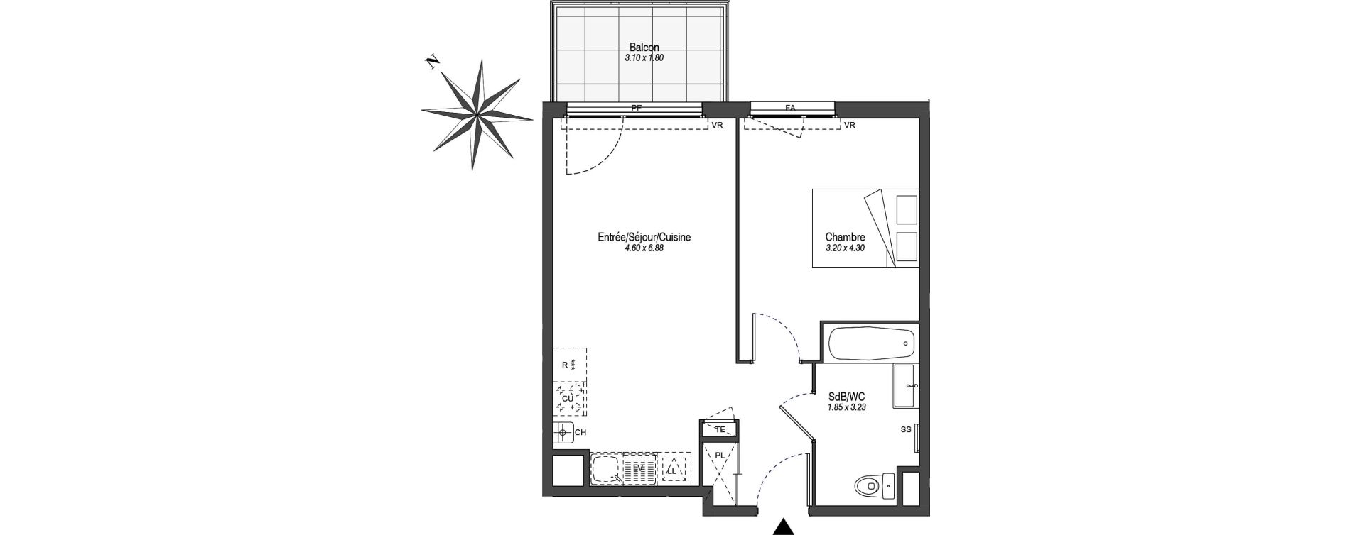 Appartement T2 de 42,19 m2 &agrave; La Balme-De-Sillingy Centre