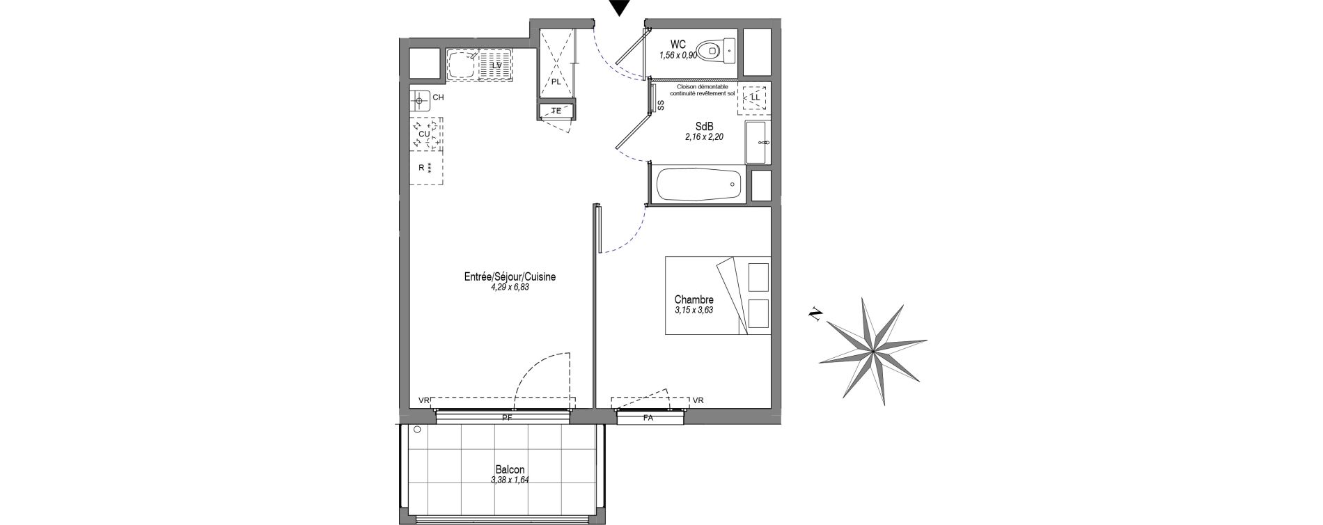 Appartement T2 de 41,36 m2 &agrave; La Balme-De-Sillingy Centre