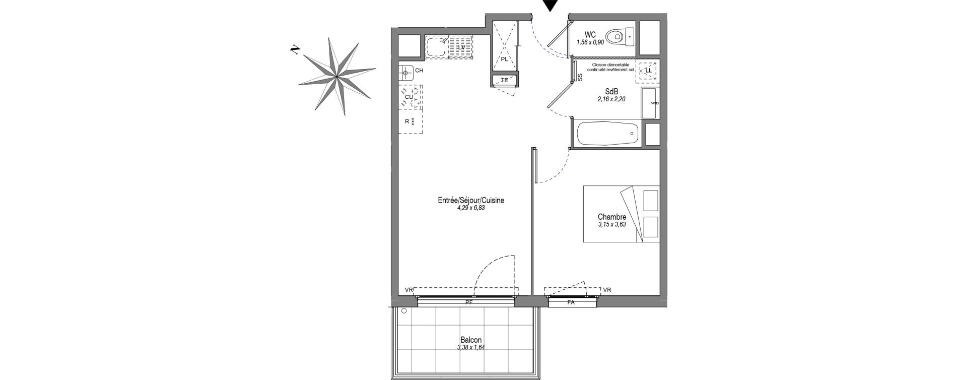 Appartement T2 de 41,36 m2 &agrave; La Balme-De-Sillingy Centre