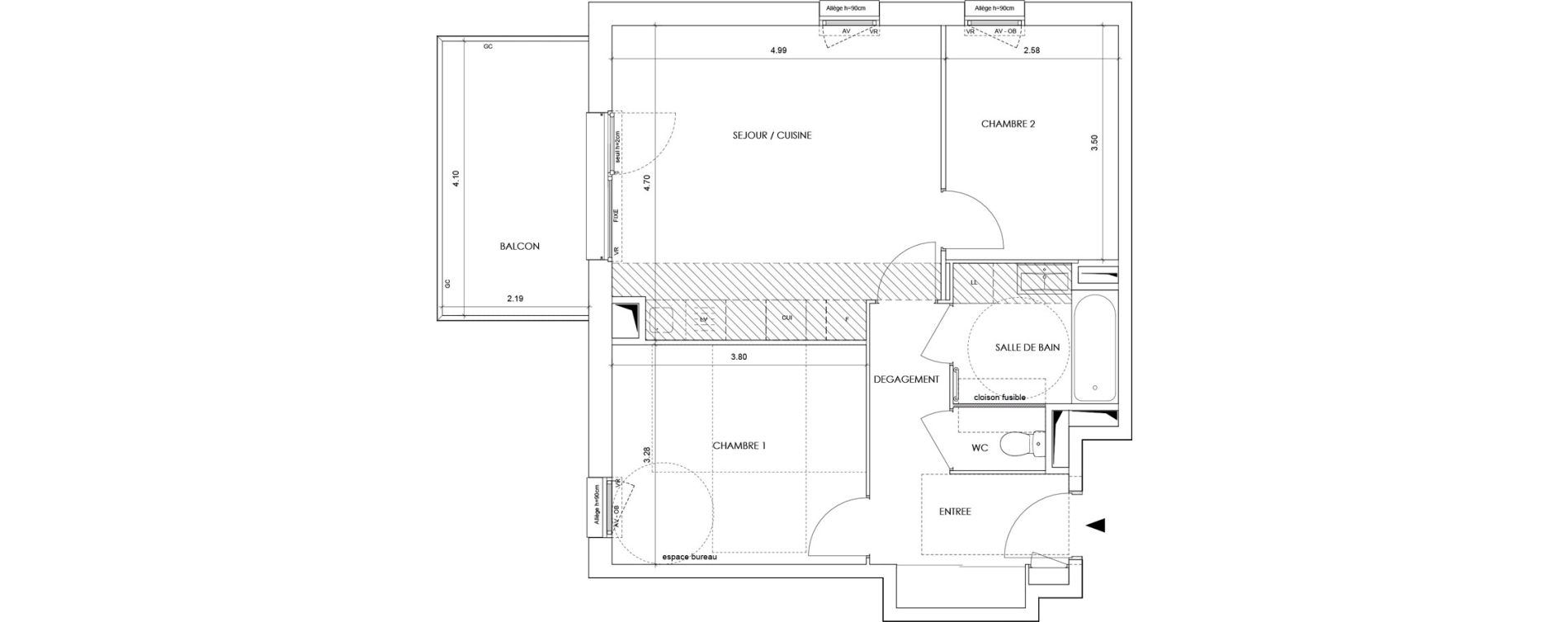 Appartement T3 de 58,30 m2 &agrave; La Roche-Sur-Foron Centre