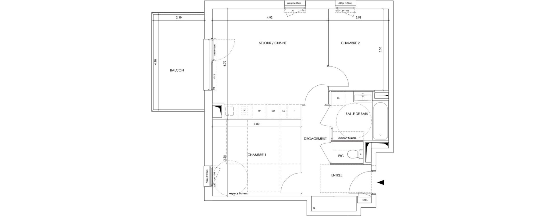 Appartement T3 de 58,30 m2 &agrave; La Roche-Sur-Foron Centre