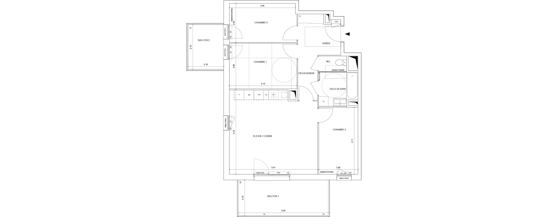 Appartement T4 de 74,10 m2 &agrave; La Roche-Sur-Foron Centre