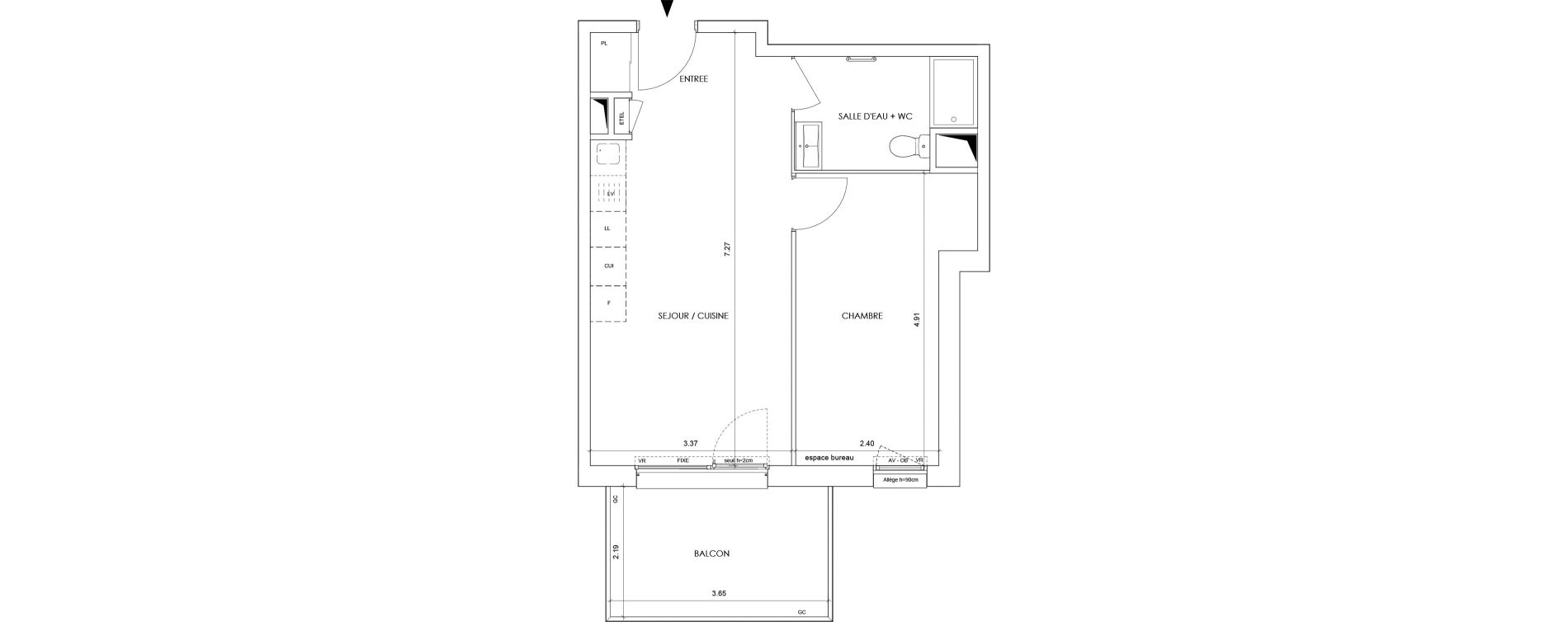 Appartement T2 de 41,60 m2 &agrave; La Roche-Sur-Foron Centre