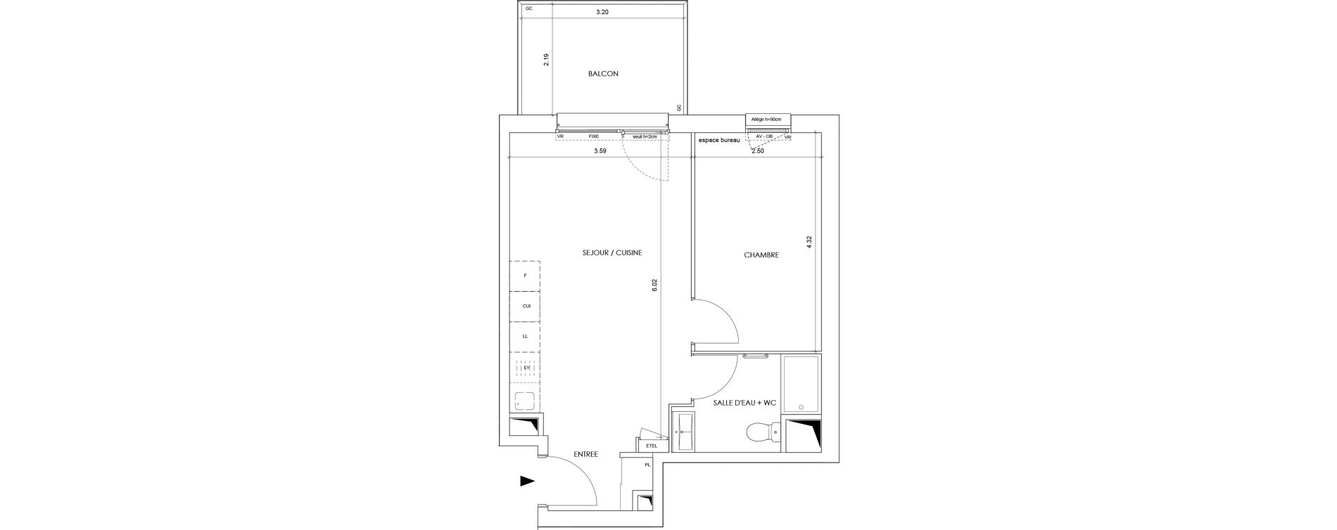 Appartement T2 de 39,10 m2 &agrave; La Roche-Sur-Foron Centre