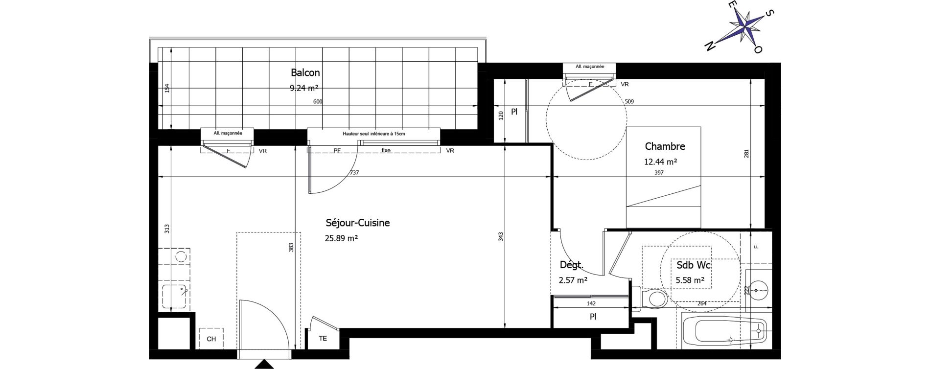 Appartement T2 de 46,48 m2 &agrave; La Roche-Sur-Foron Centre