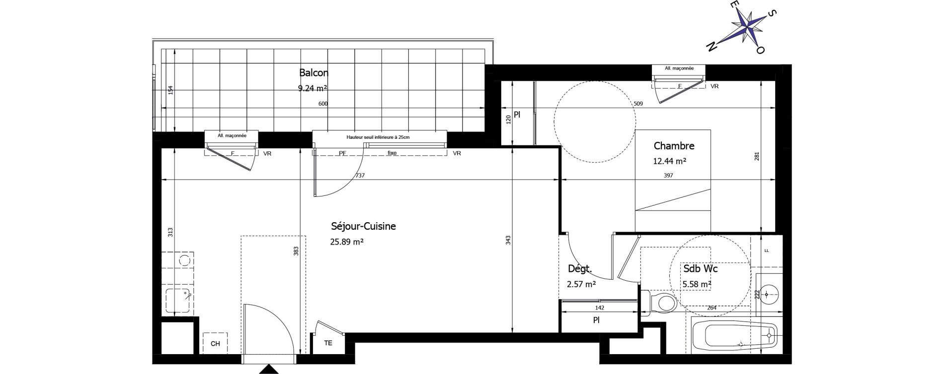 Appartement T2 de 46,48 m2 &agrave; La Roche-Sur-Foron Centre