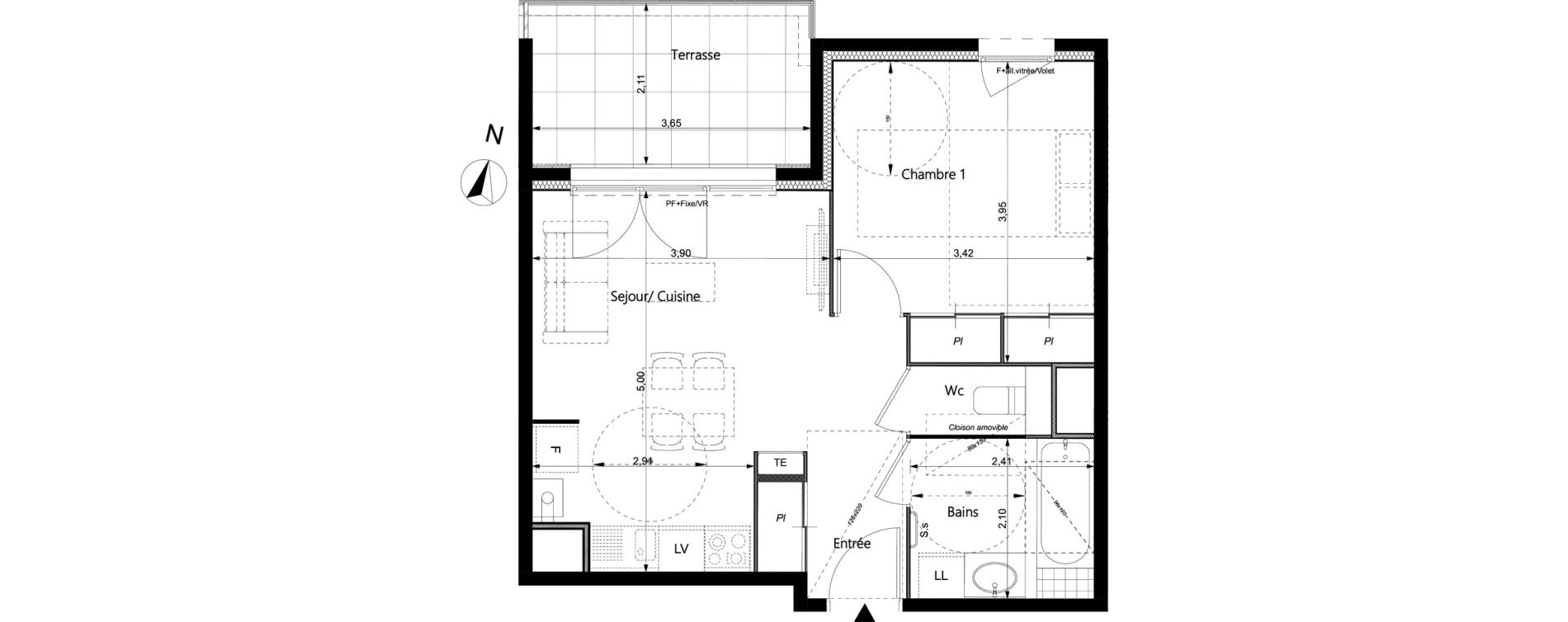 Appartement T2 de 42,07 m2 &agrave; La Roche-Sur-Foron Centre