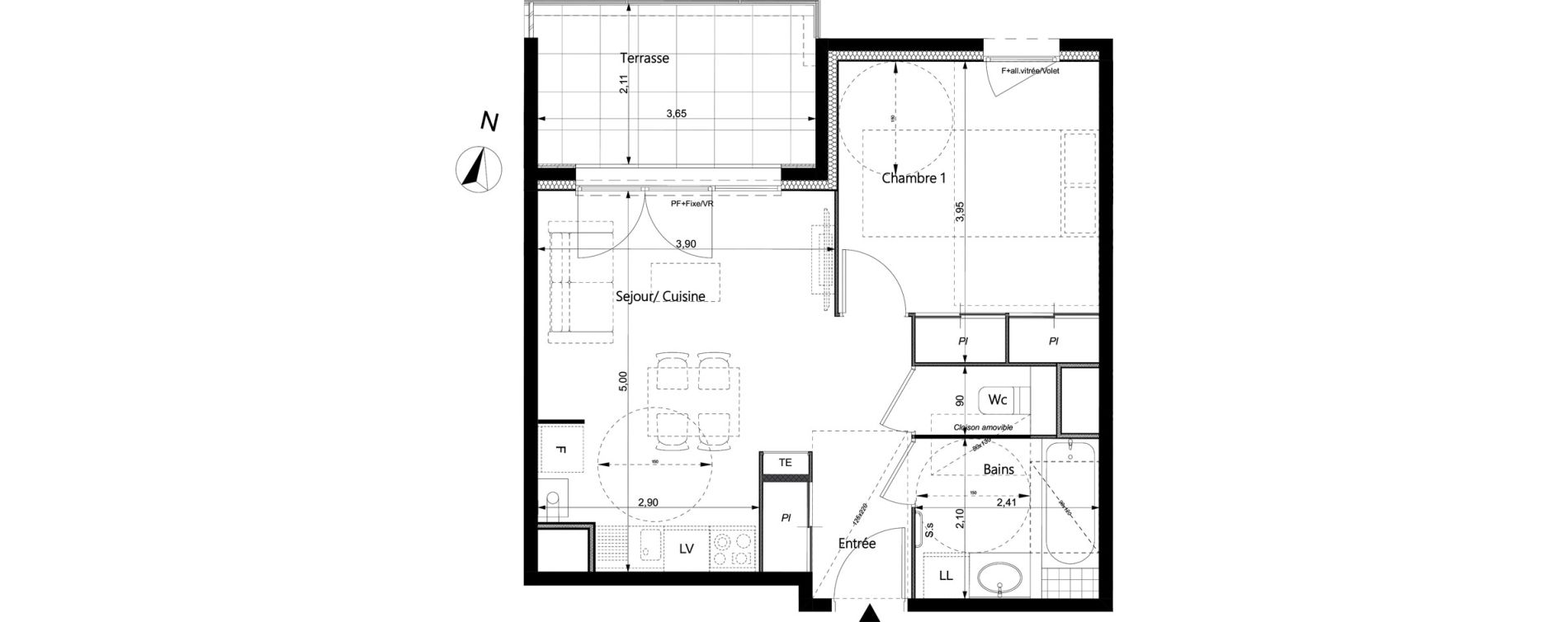 Appartement T2 de 42,07 m2 &agrave; La Roche-Sur-Foron Centre