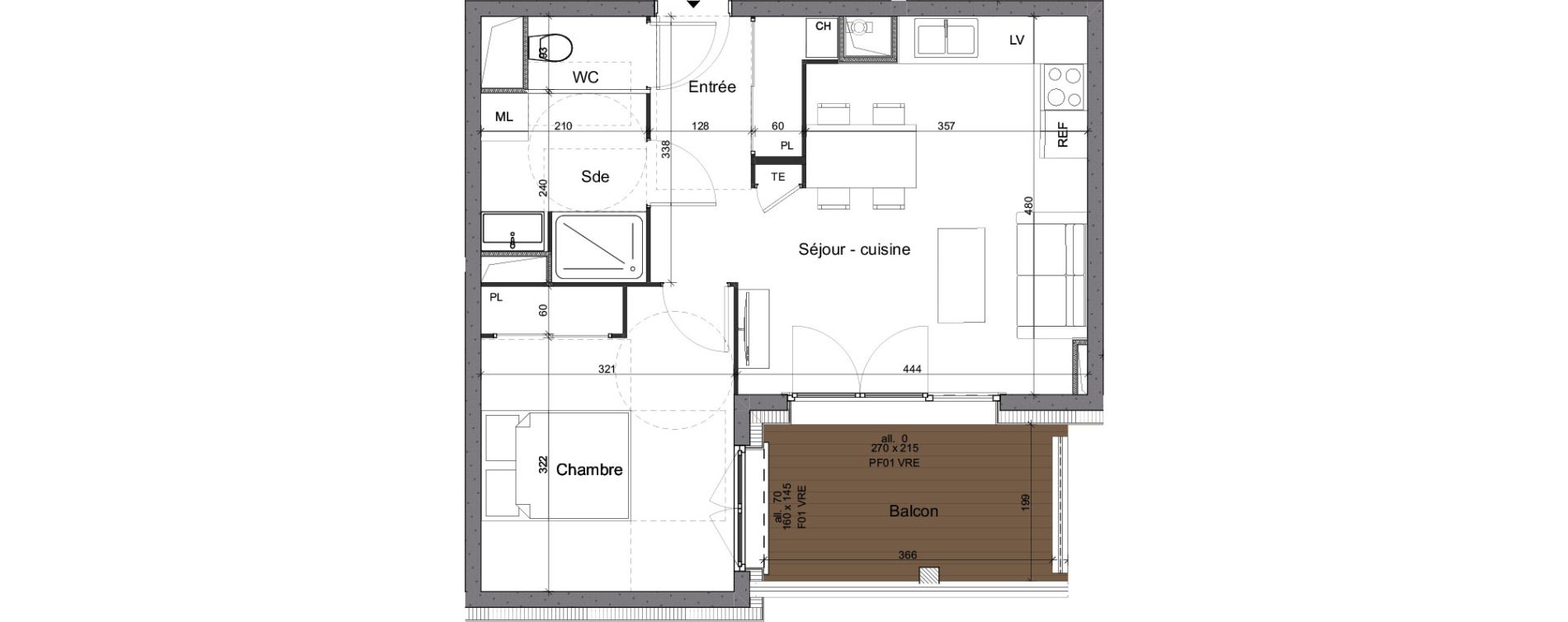 Appartement T2 de 42,50 m2 aux Contamines-Montjoie Centre