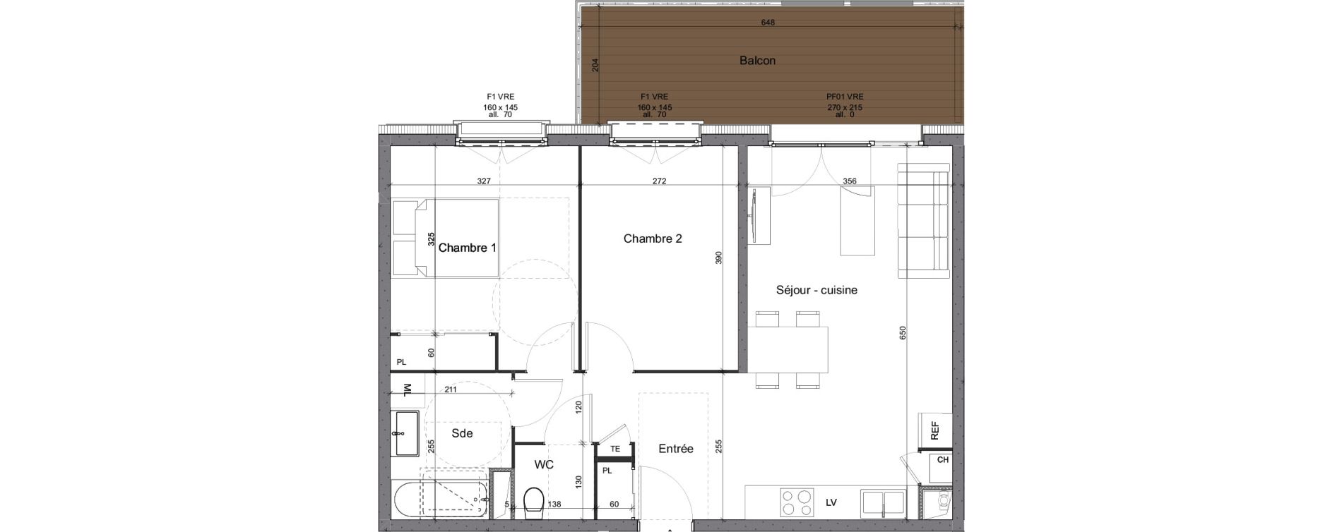 Appartement T3 de 61,00 m2 aux Contamines-Montjoie Centre