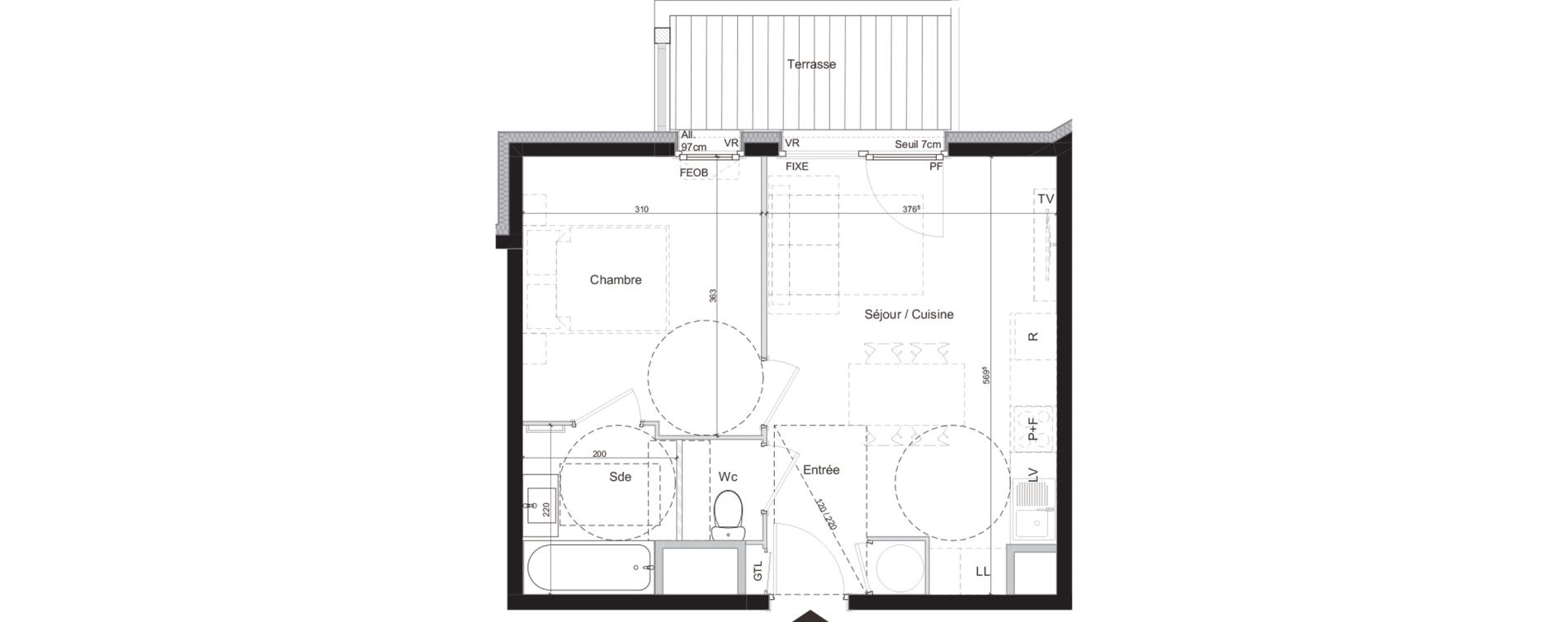 Appartement T2 de 37,41 m2 aux Gets Centre