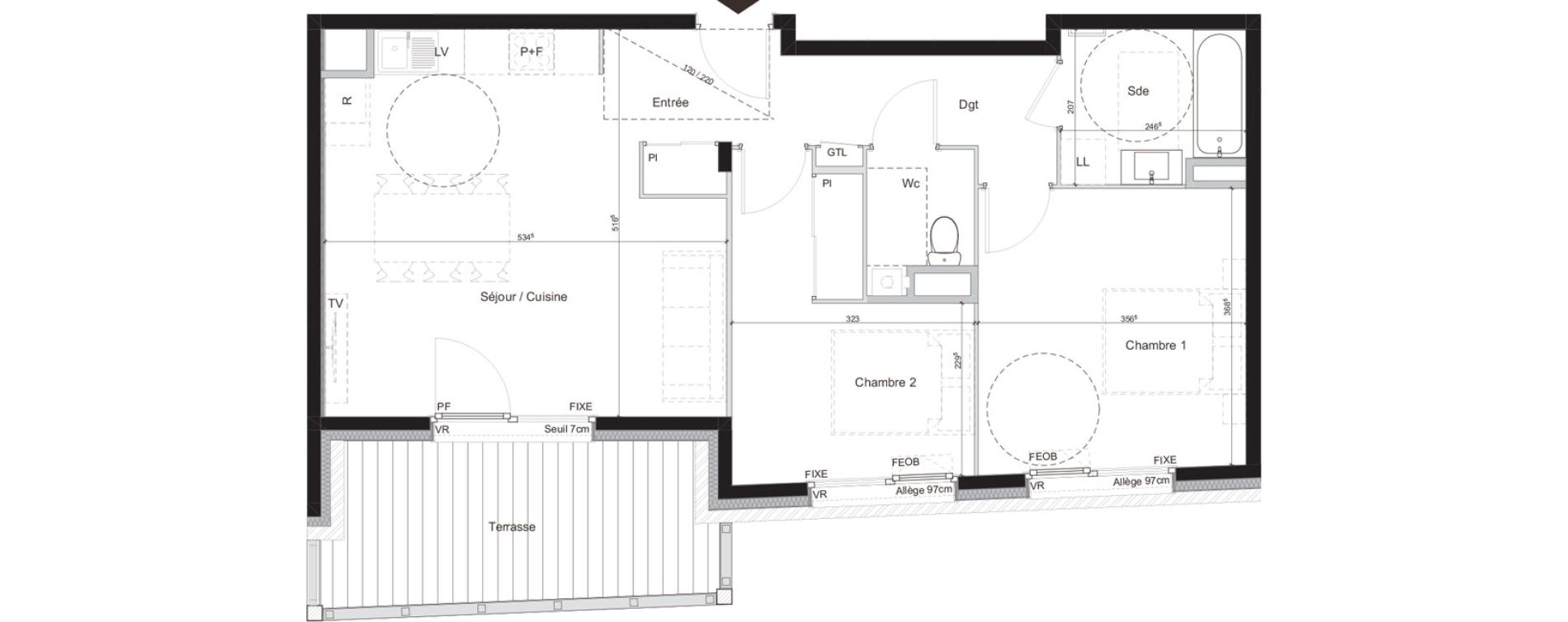 Appartement T3 de 64,67 m2 aux Gets Centre