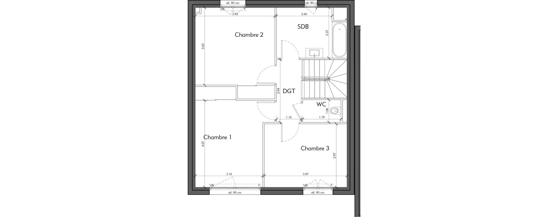 Appartement T5 de 108,82 m2 &agrave; Loisin Centre