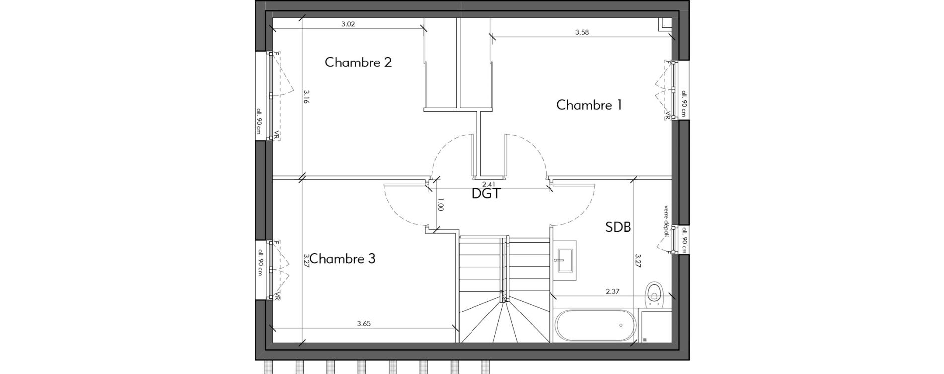 Appartement T4 de 93,96 m2 &agrave; Loisin Centre