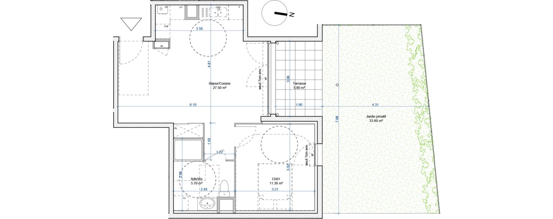 Appartement T2 de 44,50 m2 &agrave; Lyaud Centre