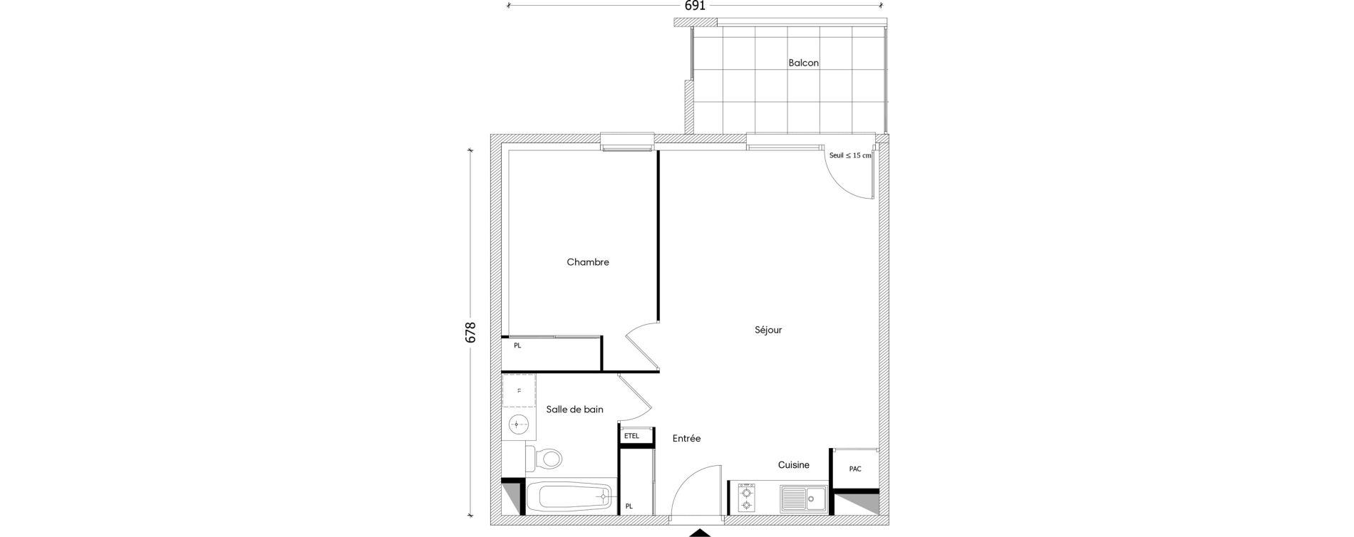 Appartement T2 de 45,25 m2 à Marcellaz Centre