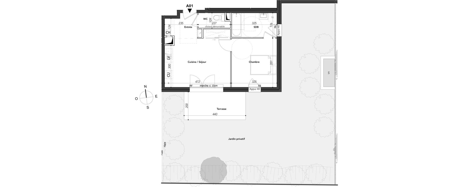Appartement T2 de 40,64 m2 &agrave; Marignier Centre