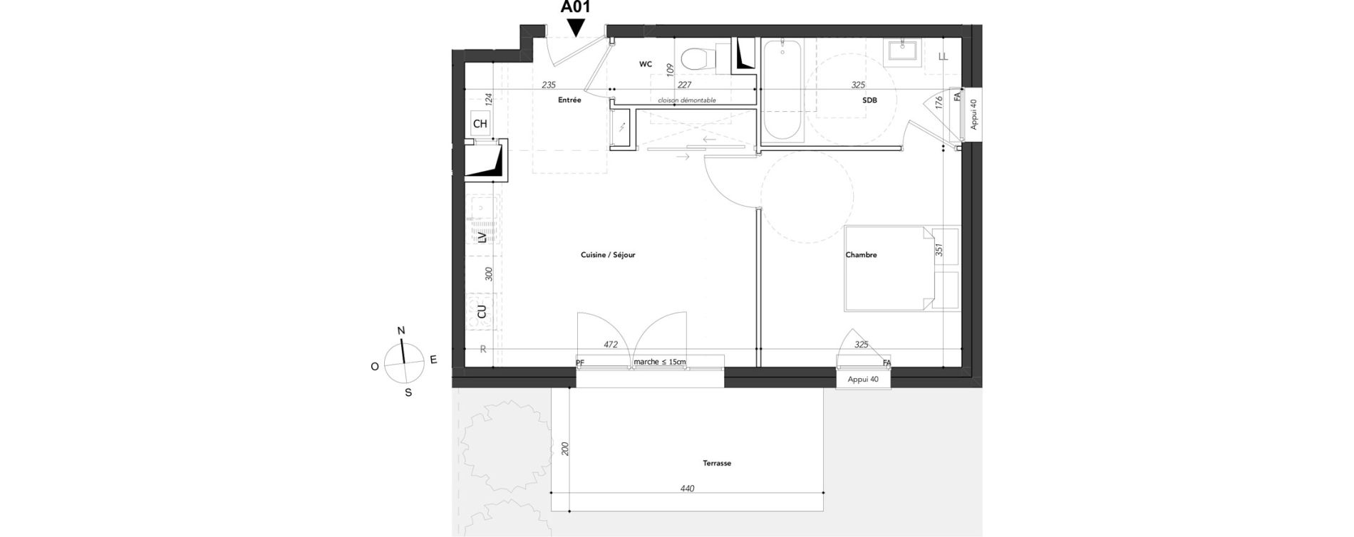 Appartement T2 de 40,64 m2 &agrave; Marignier Centre