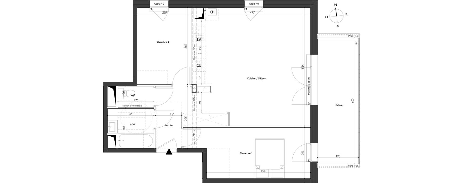 Appartement T3 de 62,92 m2 &agrave; Marignier Centre