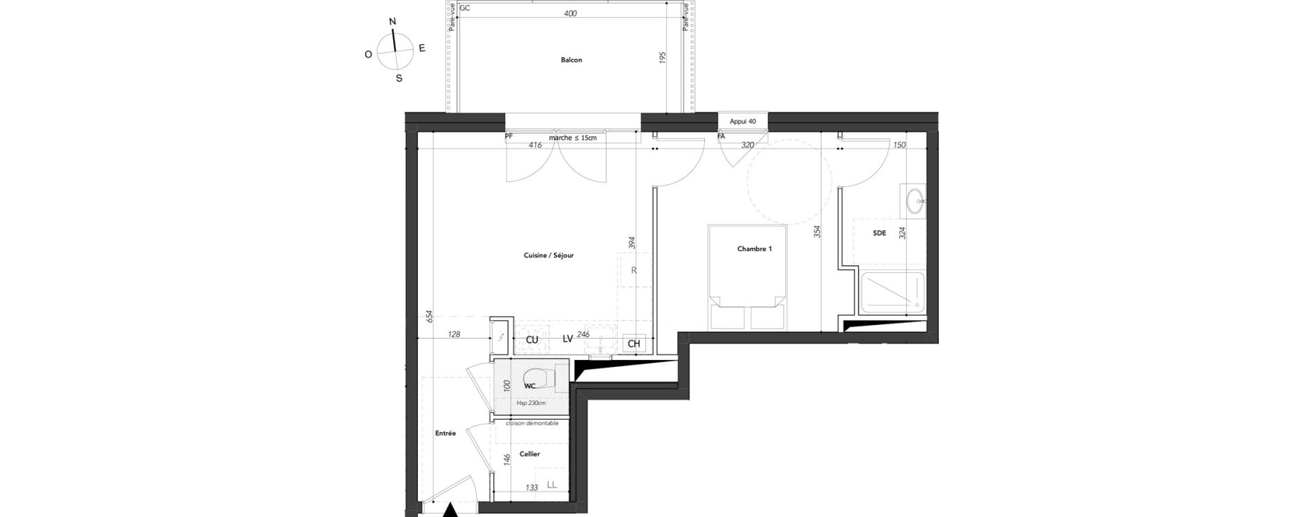 Appartement T2 de 39,03 m2 &agrave; Marignier Centre
