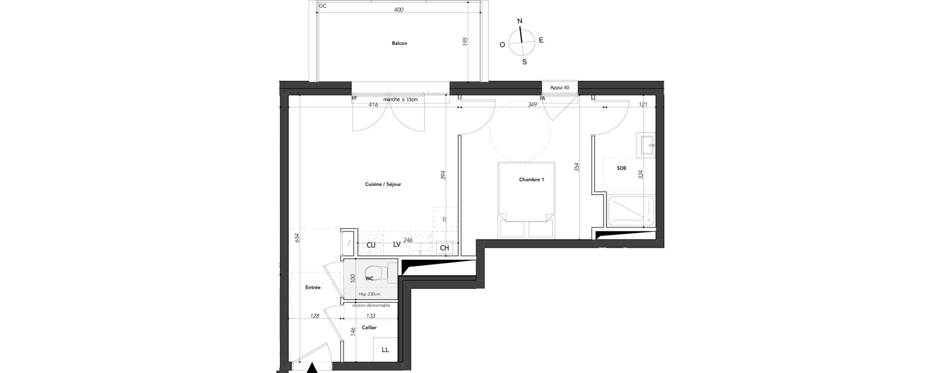 Appartement T2 de 39,09 m2 &agrave; Marignier Centre