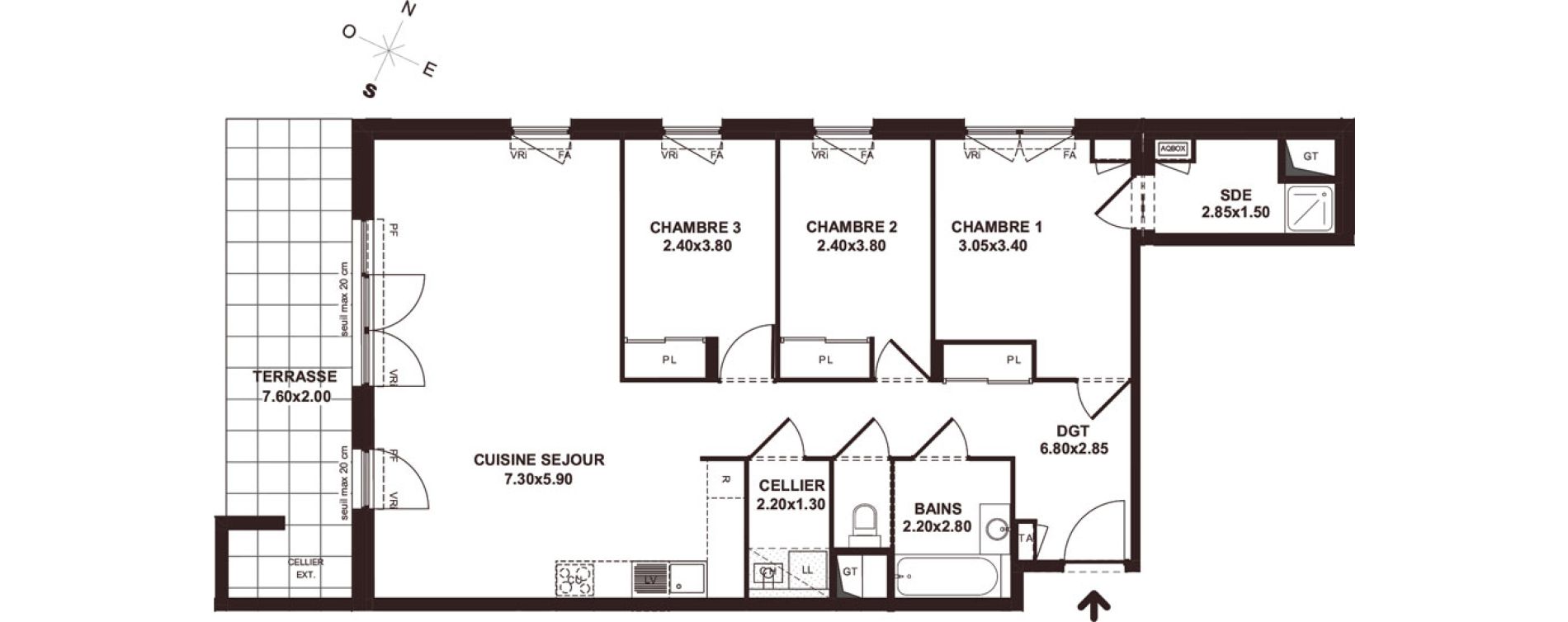 Appartement T4 de 87,95 m2 &agrave; Marignier Centre