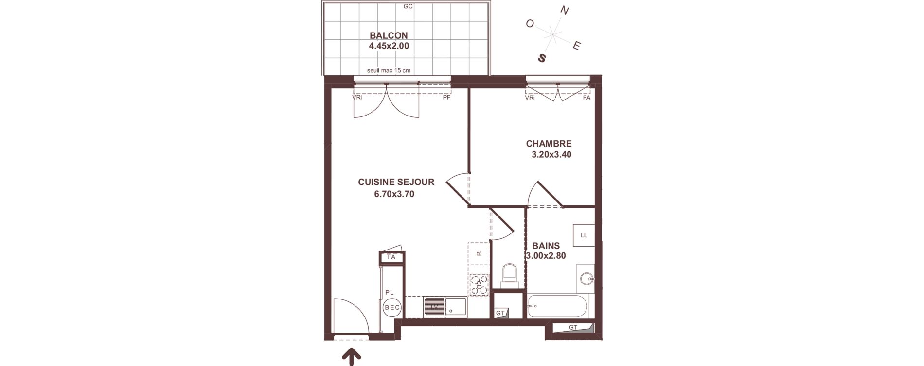 Appartement T2 de 44,12 m2 &agrave; Marignier Centre