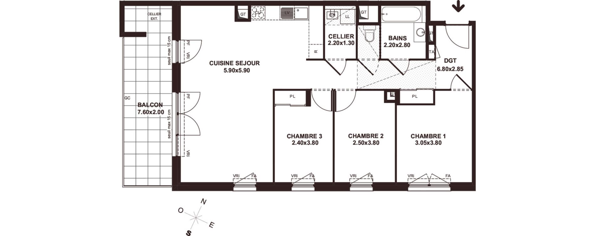 Appartement T4 de 82,88 m2 &agrave; Marignier Centre