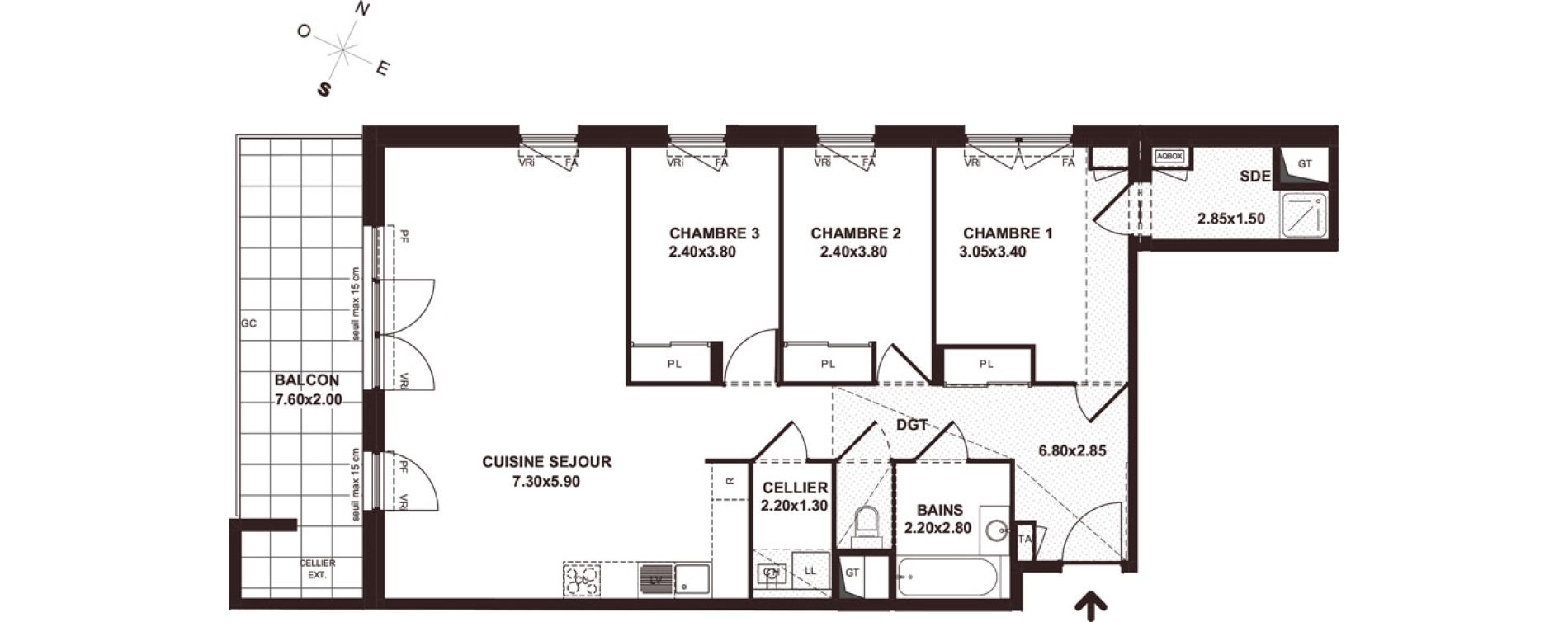 Appartement T4 de 87,65 m2 &agrave; Marignier Centre