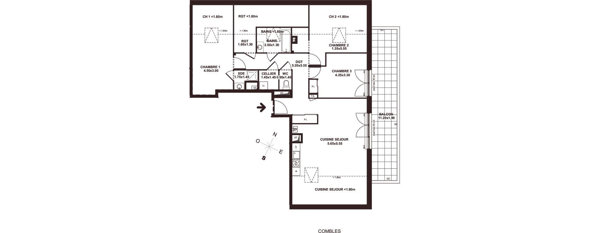Appartement T4 de 88,89 m2 &agrave; Marignier Centre
