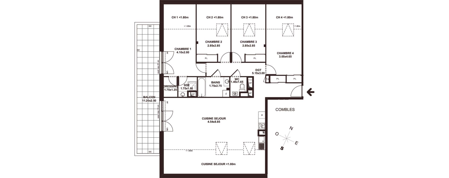Appartement T5 de 110,26 m2 &agrave; Marignier Centre