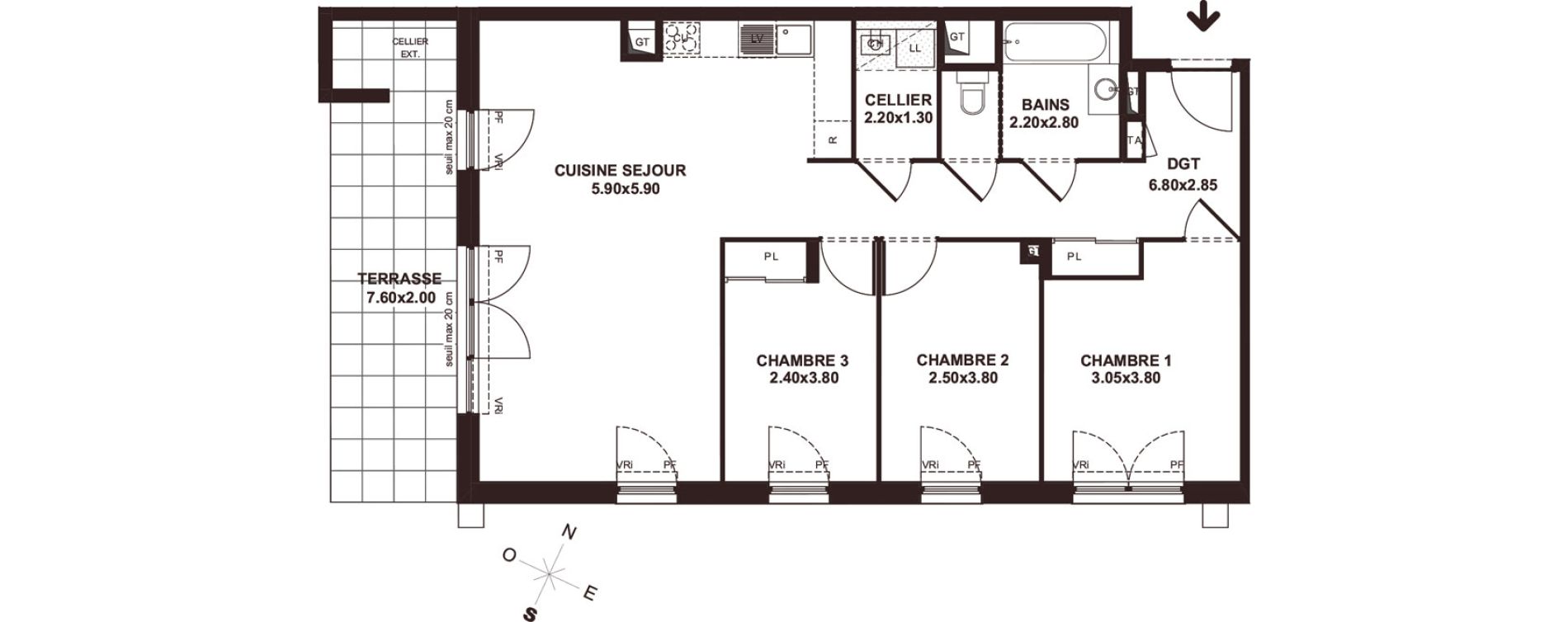 Appartement T4 de 82,83 m2 &agrave; Marignier Centre