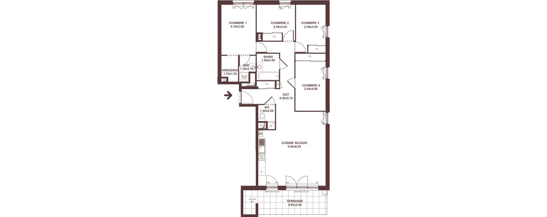 Appartement T5 de 98,94 m2 &agrave; Marignier Centre